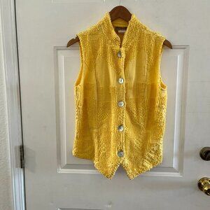 Vintage Painted Pony Woman's Cool Yellow Chenille Western Vest Sz Med
